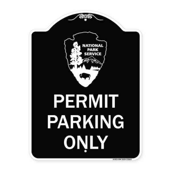 Signmission National Park Service Permit Parking Heavy-Gauge Aluminum Sign, 24" x 18", BW-1824-23863 A-DES-BW-1824-23863 - main
